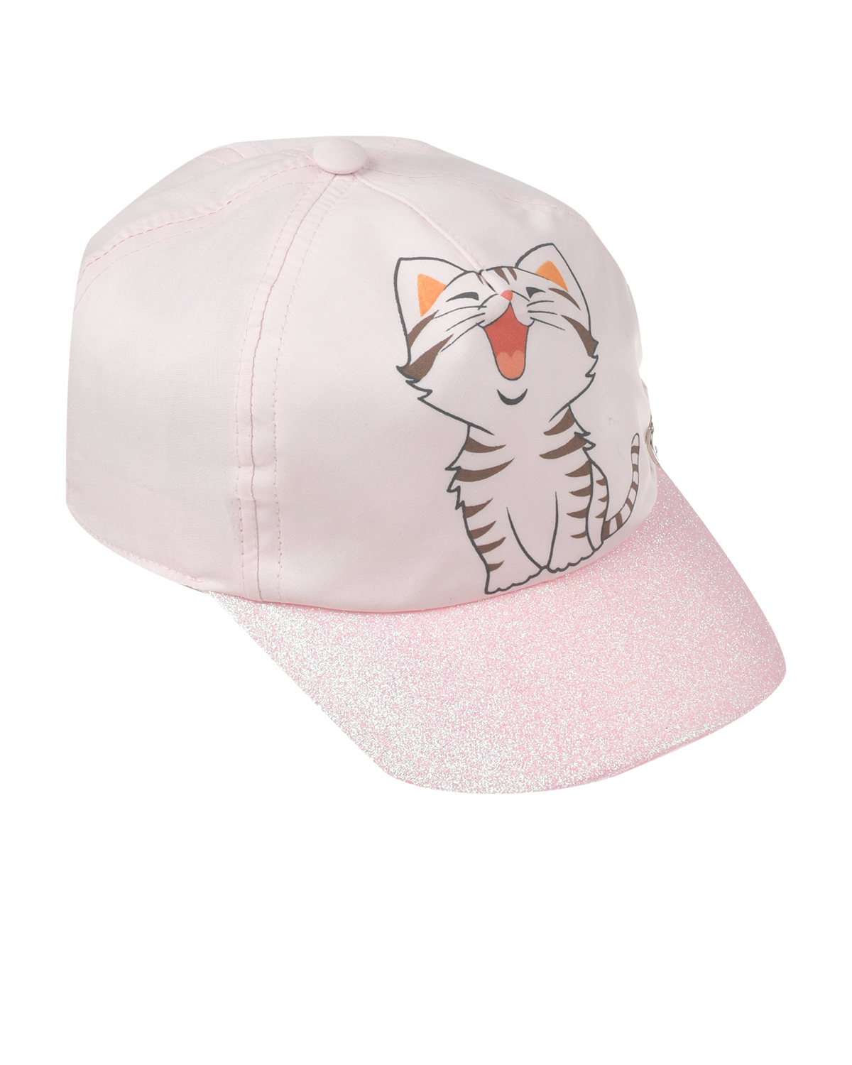 Розовая кепка с принтом "котенок" Il Trenino, размер 54, цвет розовый