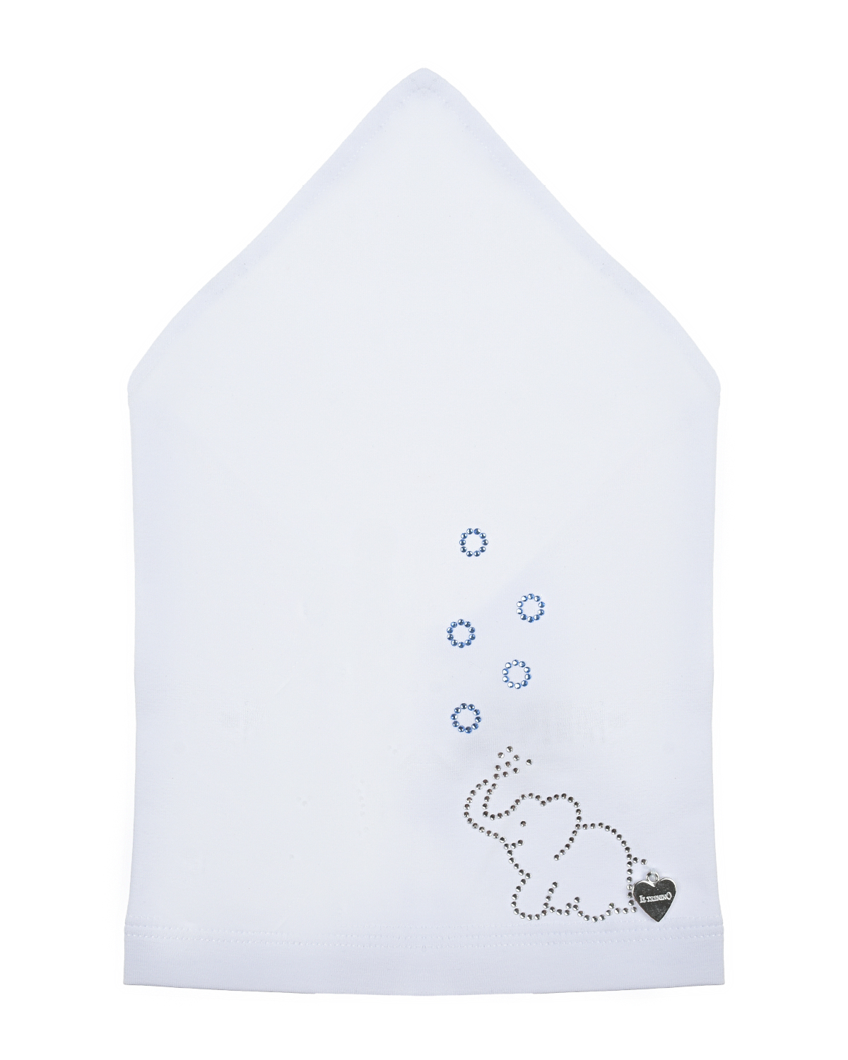 Белая косынка с декором с "слон" из стразов Il Trenino, размер 56/58, цвет синий