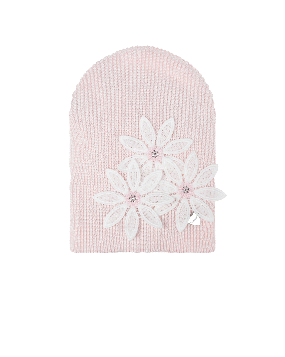 Розовая шапка с аппликацией "цветы" Il Trenino, размер 53 - фото 1