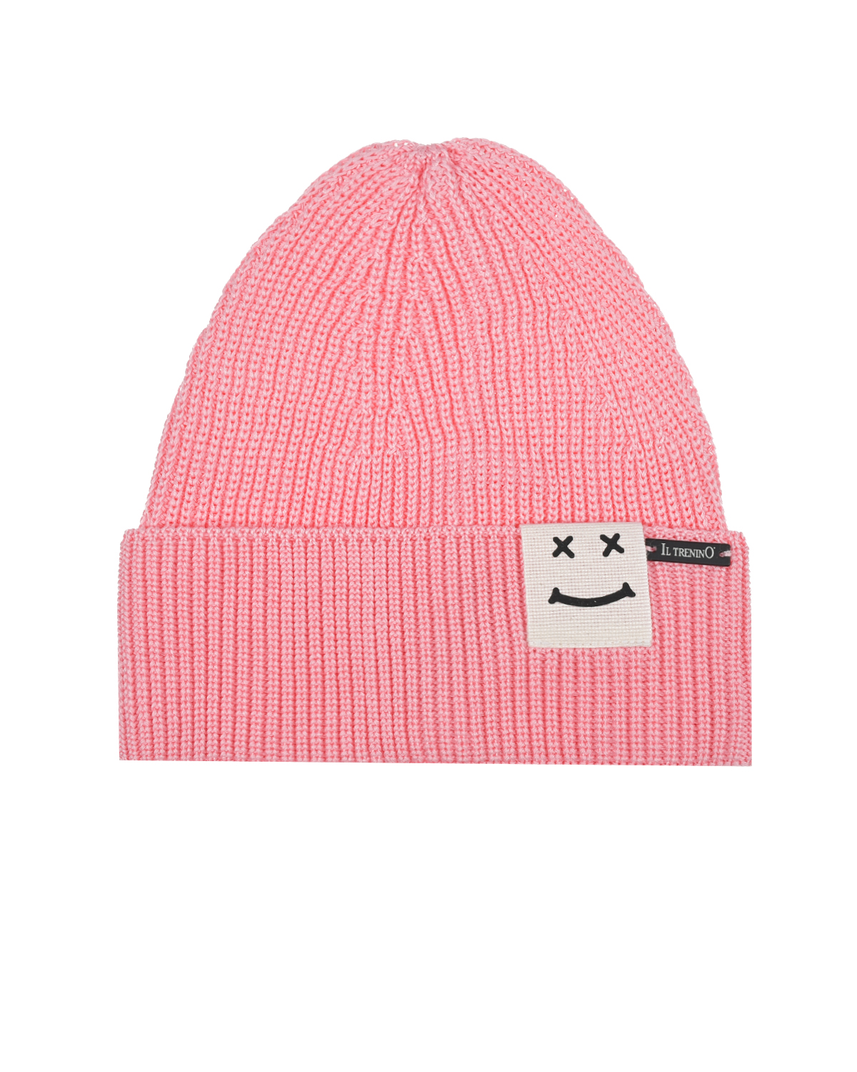 Розовая шапка с нашивкой "смайл" Il Trenino, размер 57, цвет розовый - фото 1