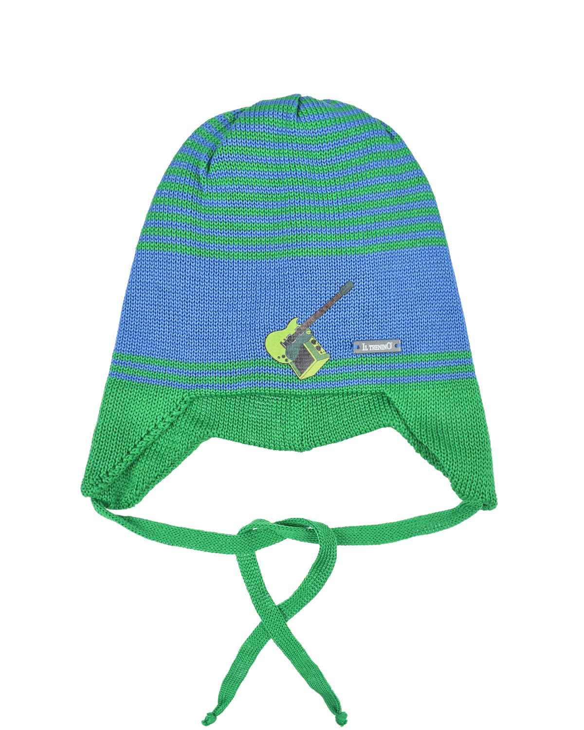 Шапка в сине-зеленую полоску Il Trenino шапка в полоску с принтом акула il trenino