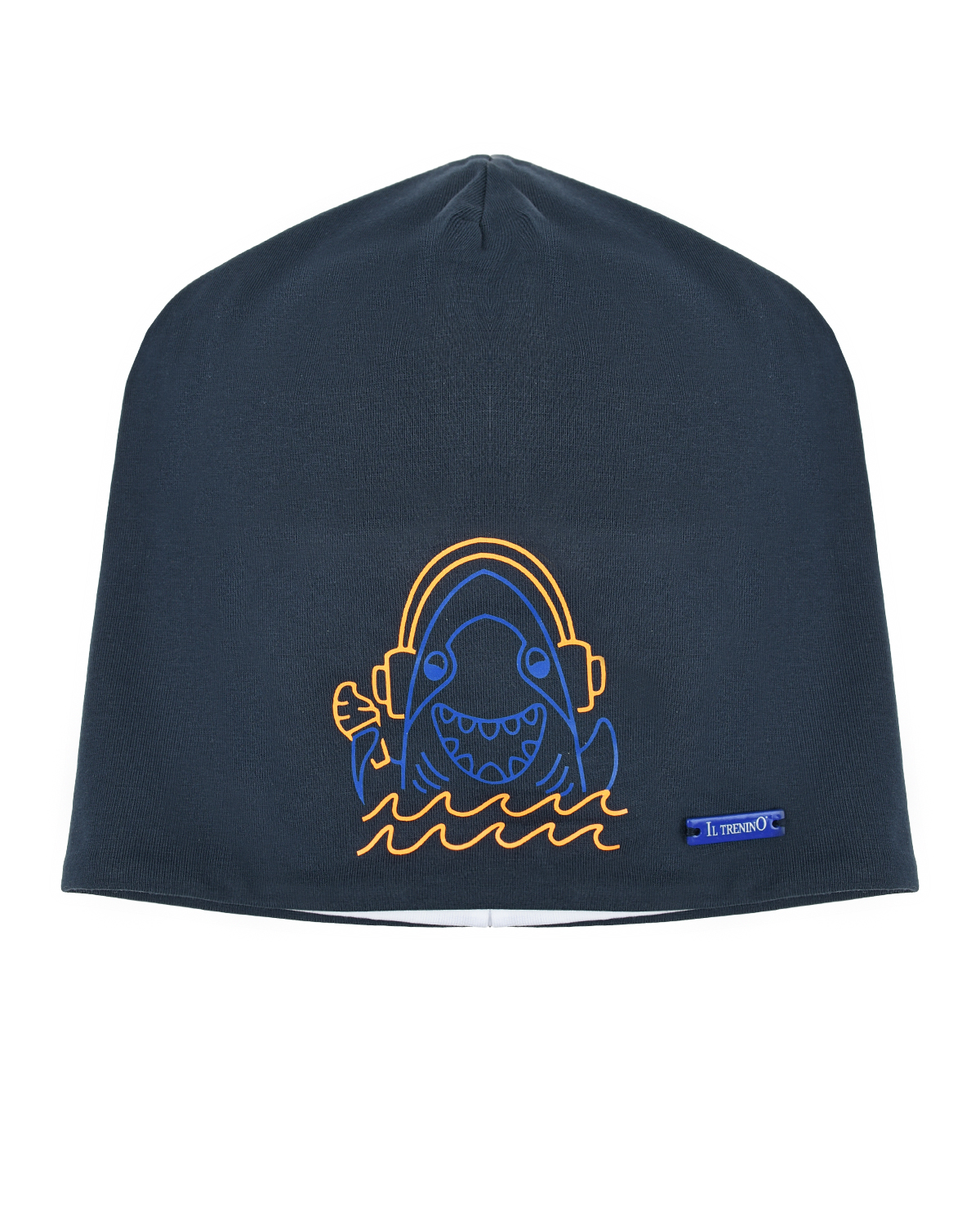 Темно-синяя шапка с принтом "акула" Il Trenino