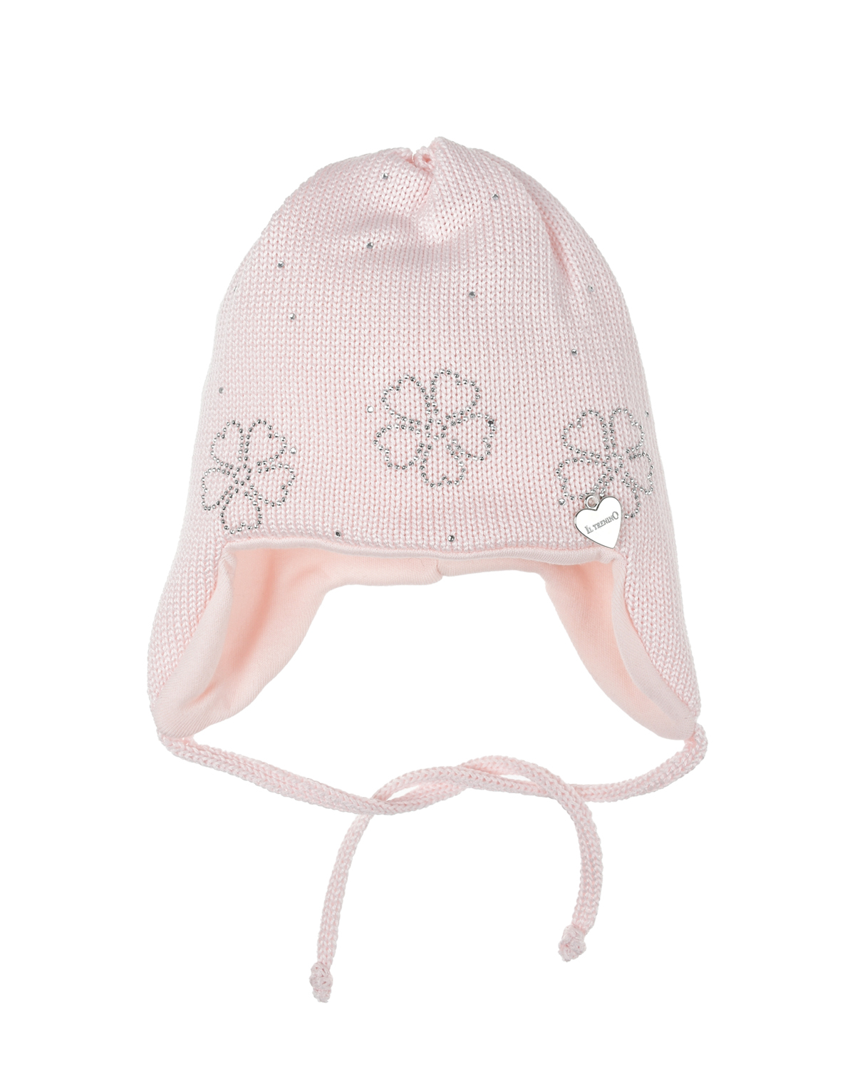Светло-розовая шапка с цветами из стразов Il Trenino шапка с зайцем из камней светло розовая regina