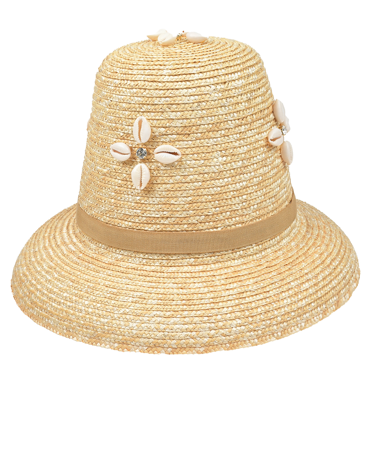 Бежевая плетеная шляпа с ракушками Le Nine, размер unica, цвет бежевый