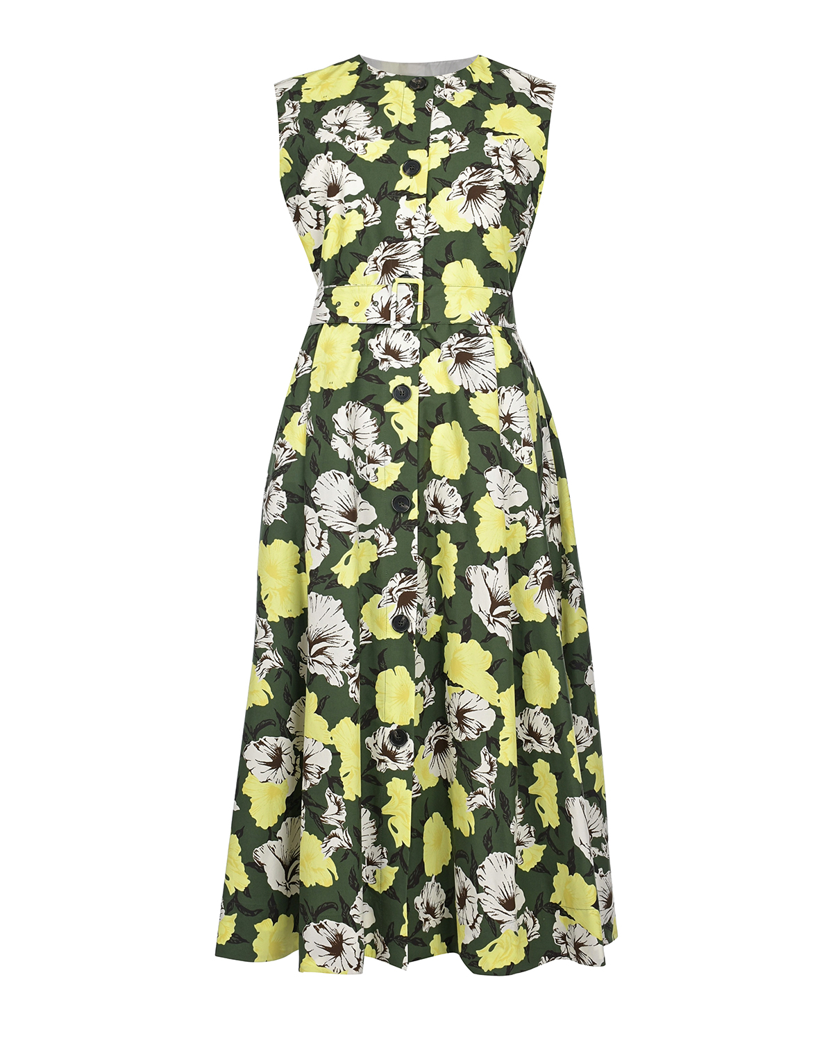 Зеленое платье с цветочным принтом MSGM, размер 40 - фото 1
