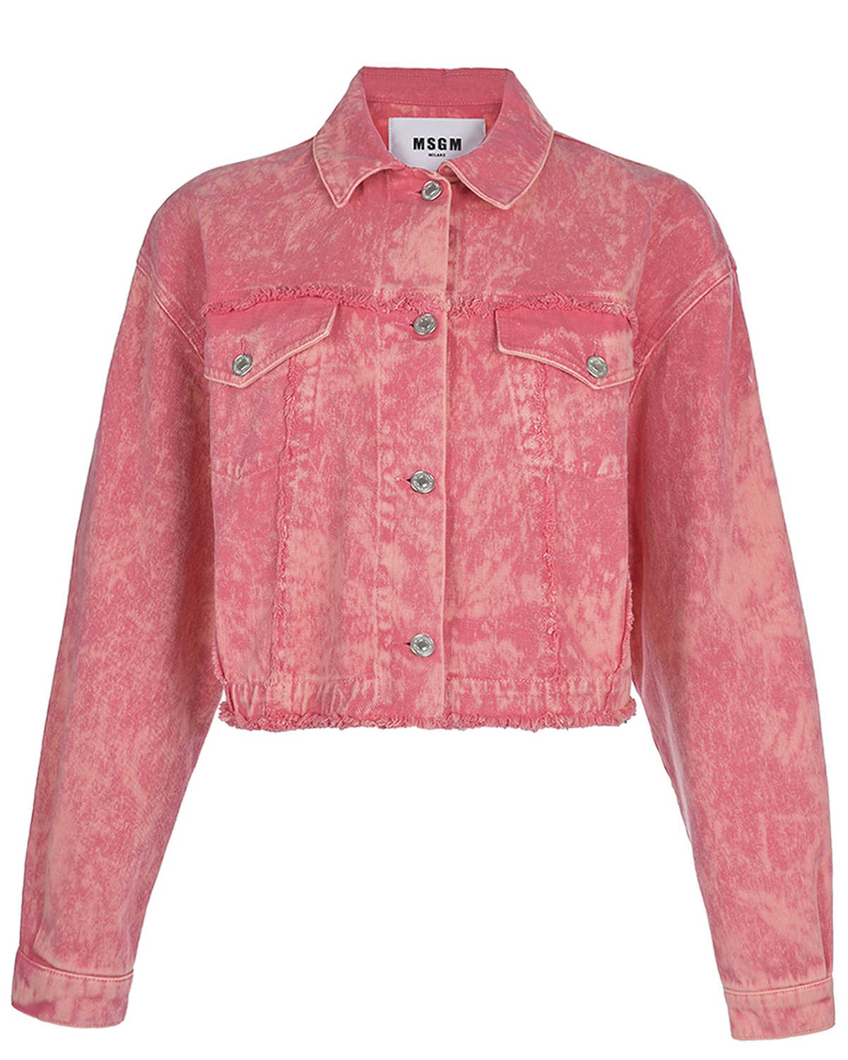 Розовая джинсовая куртка с принтом "tie-dye" MSGM, размер 42, цвет розовый
