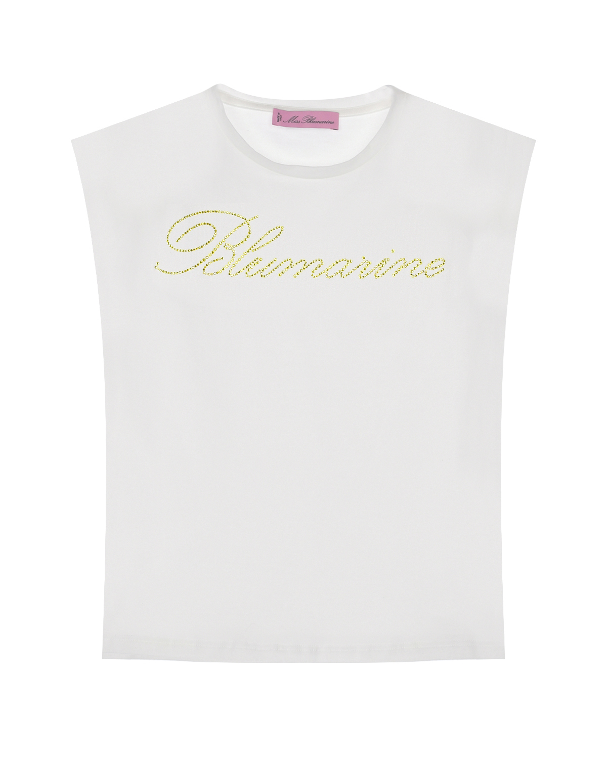 Белая футболка с лого из стразов Miss Blumarine