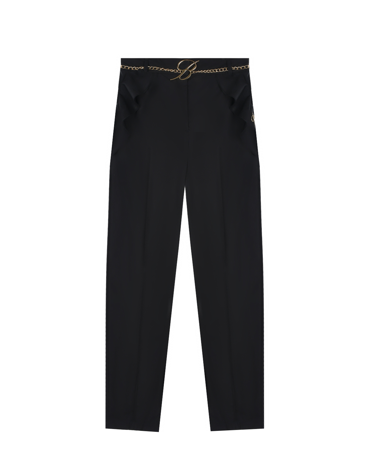 Черные брюки с цепочкой на поясе Miss Blumarine, размер 164, цвет черный - фото 1