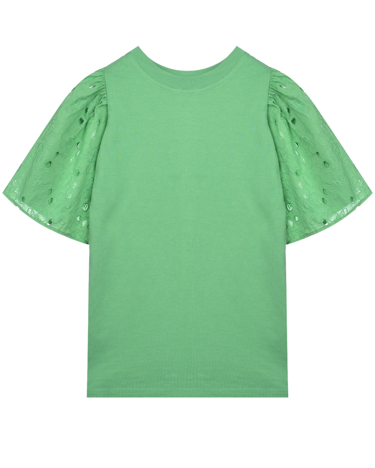 Зеленая футболка с шитьем на рукавах Molo