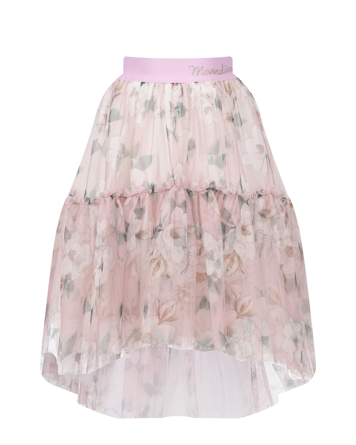 Розовая юбка с цветочным принтом Monnalisa гавайская юбка 40 см двух ная голубо розовая