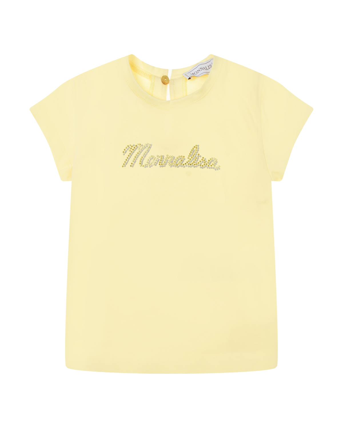 Желтая футболка с лого Monnalisa, размер 86, цвет желтый - фото 1
