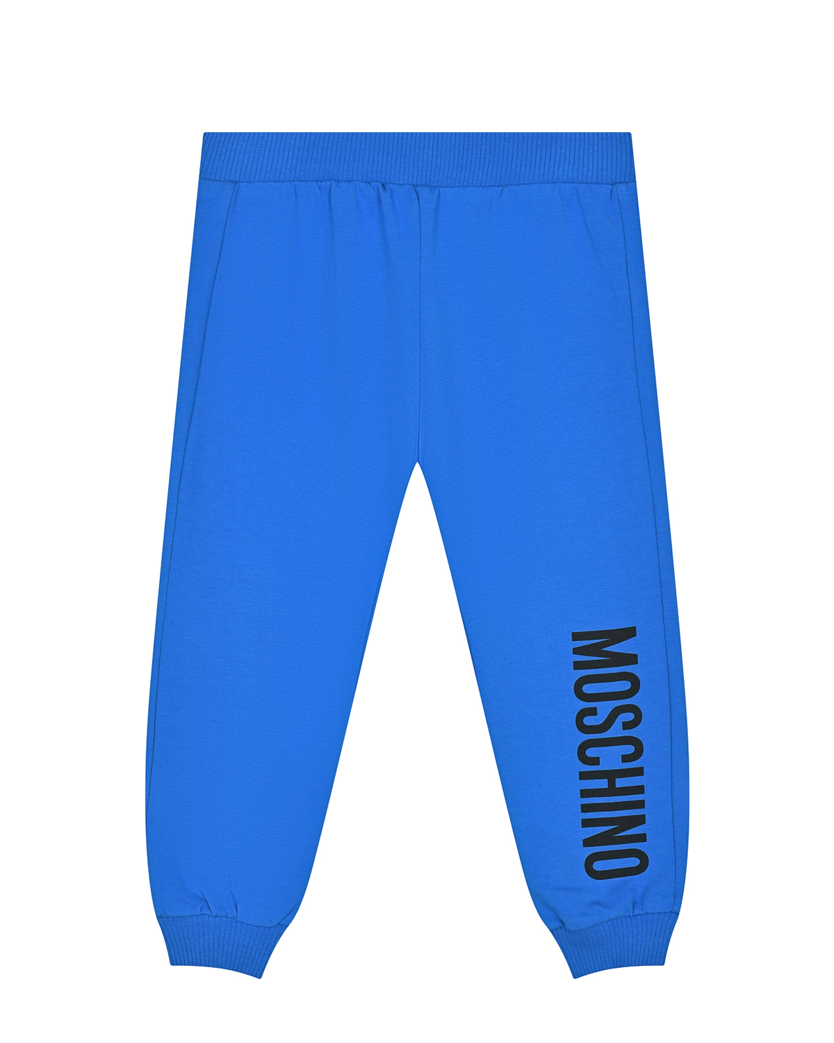 Синие спортивные брюки с черным лого Moschino розовые стеганые брюки со сплошным лого naumi