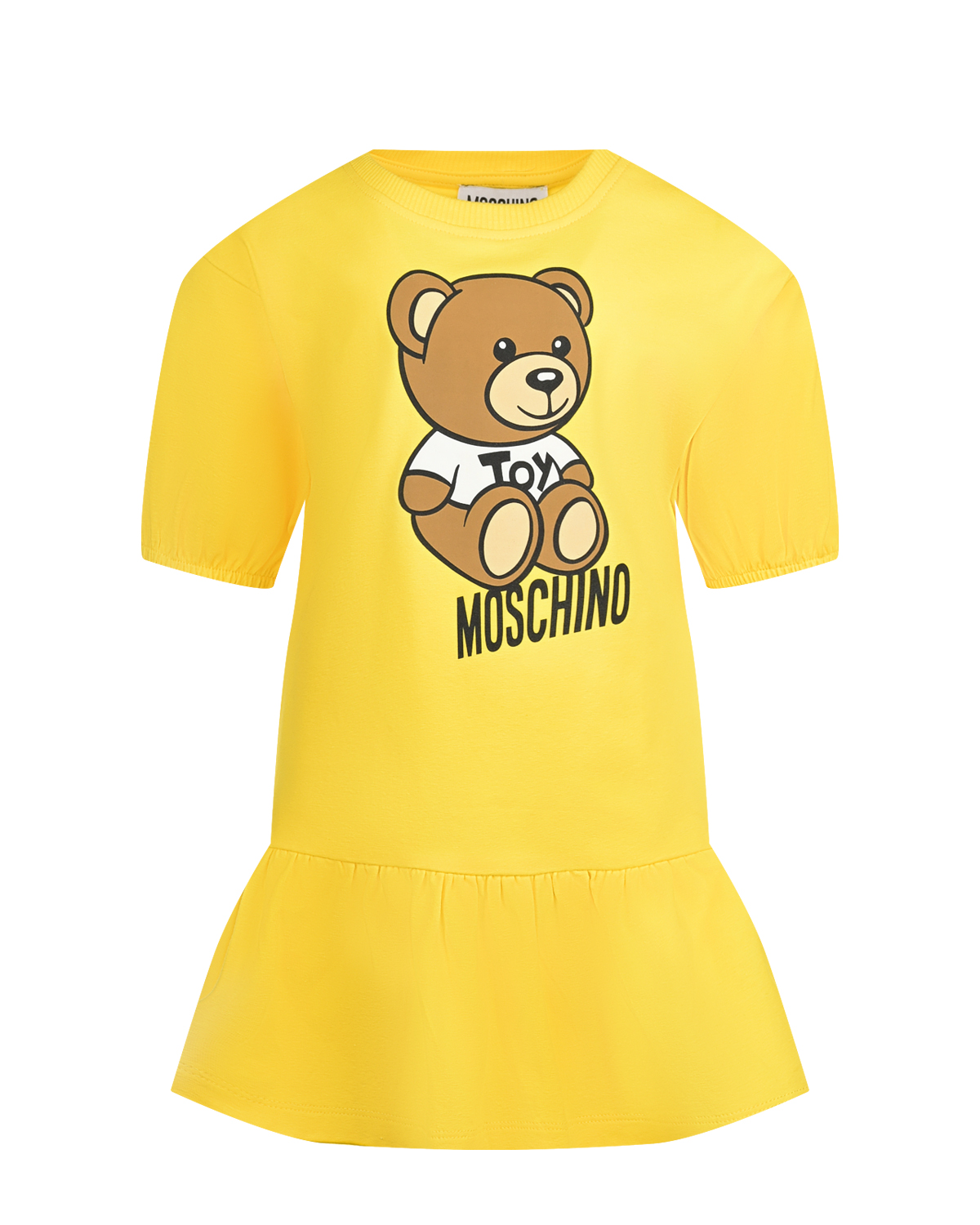 Желтое платье с принтом "медвежонок" Moschino, размер 104, цвет желтый - фото 1