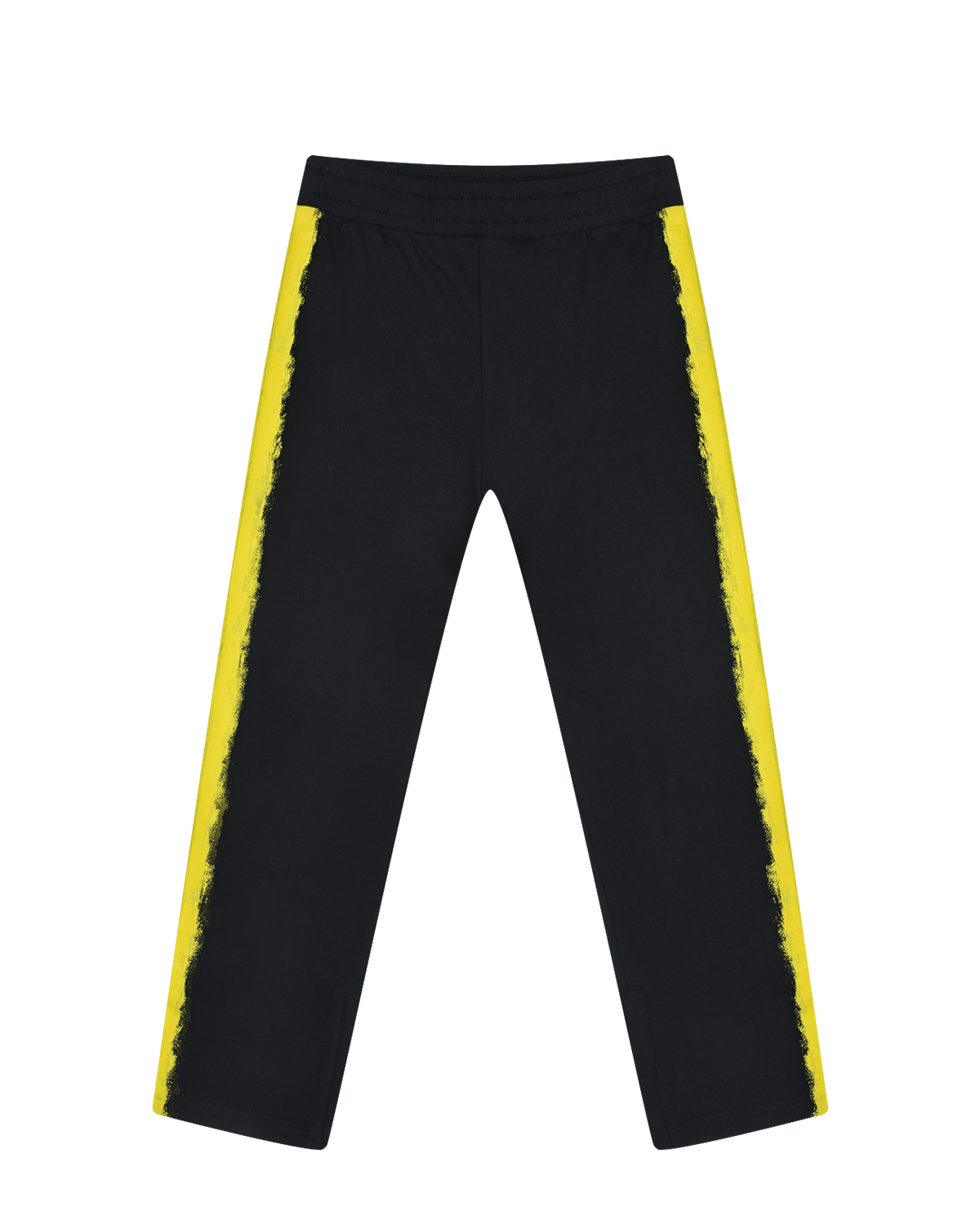 Черные спортивные брюки с желтыми лампасами Moschino, размер 140, цвет черный