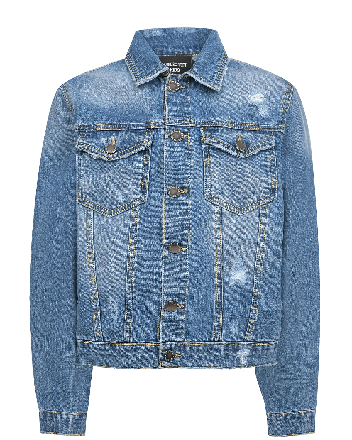 Синяя джинсовая куртка на пуговицах Neil Barrett, размер 152, цвет синий - фото 1