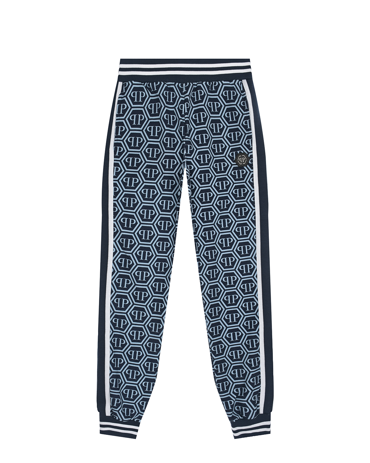 Темно-синие спортивные брюки со сплошным лого Philipp Plein, размер 152, цвет синий