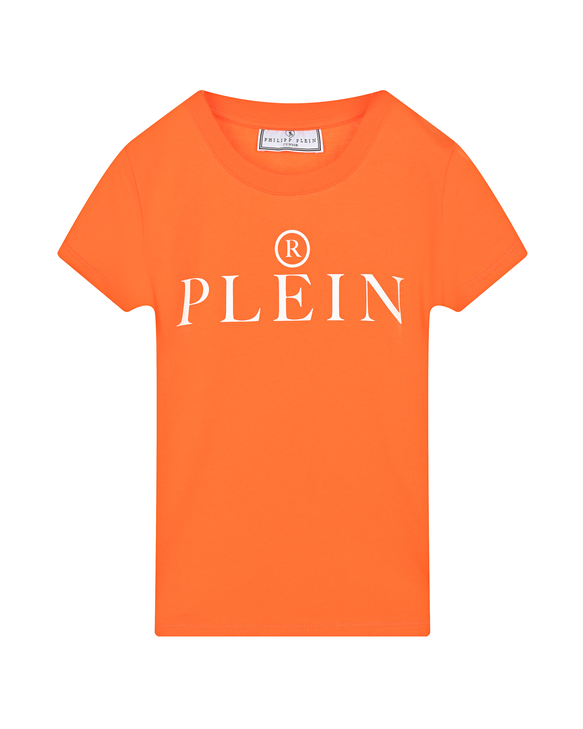 Оранжевая футболка с белым лого Philipp Plein