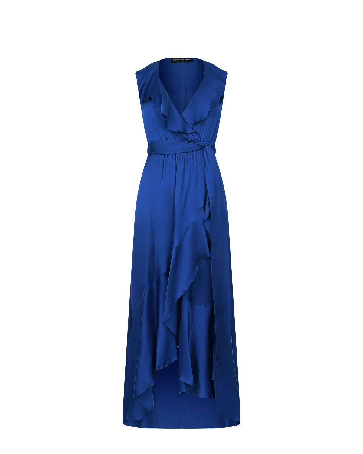 Синее платье с воланом Pietro Brunelli джинсовое платье рубашка с шрифтовым принтом синее gulliver 146