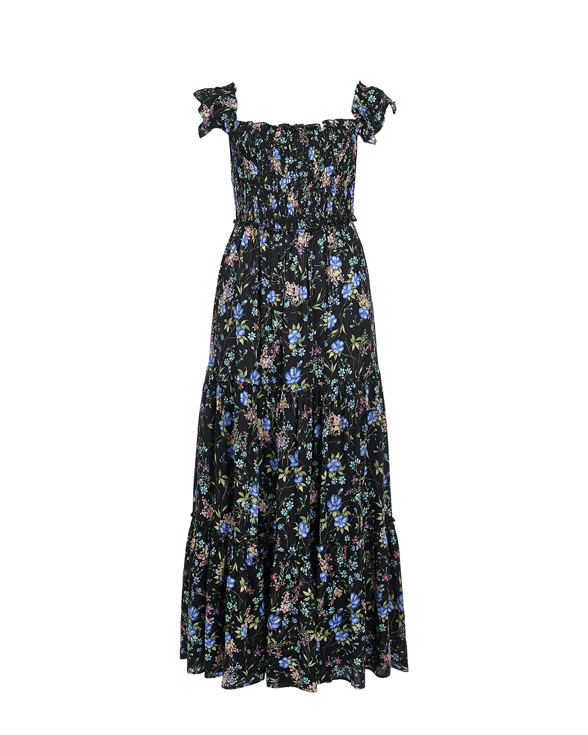 Черный сарафан с цветочным принтом Pietro Brunelli синяя юбка с растительным принтом pietro brunelli