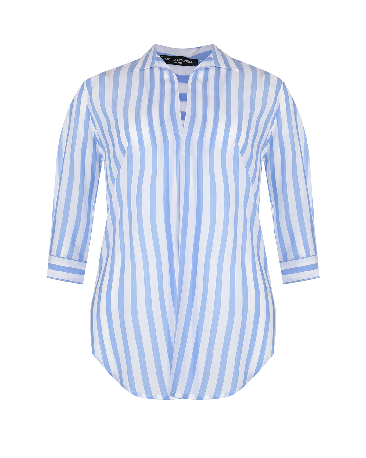 Рубашка в бело-голубую полоску Pietro Brunelli
