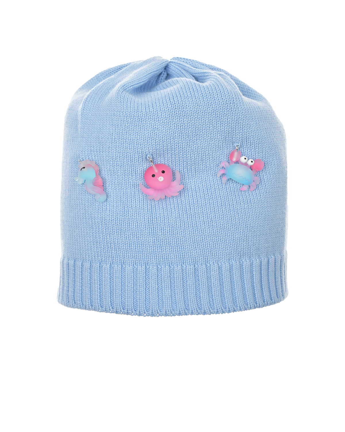 Голубая шапка с подвесками Regina шапка с зайцем из камней светло розовая regina
