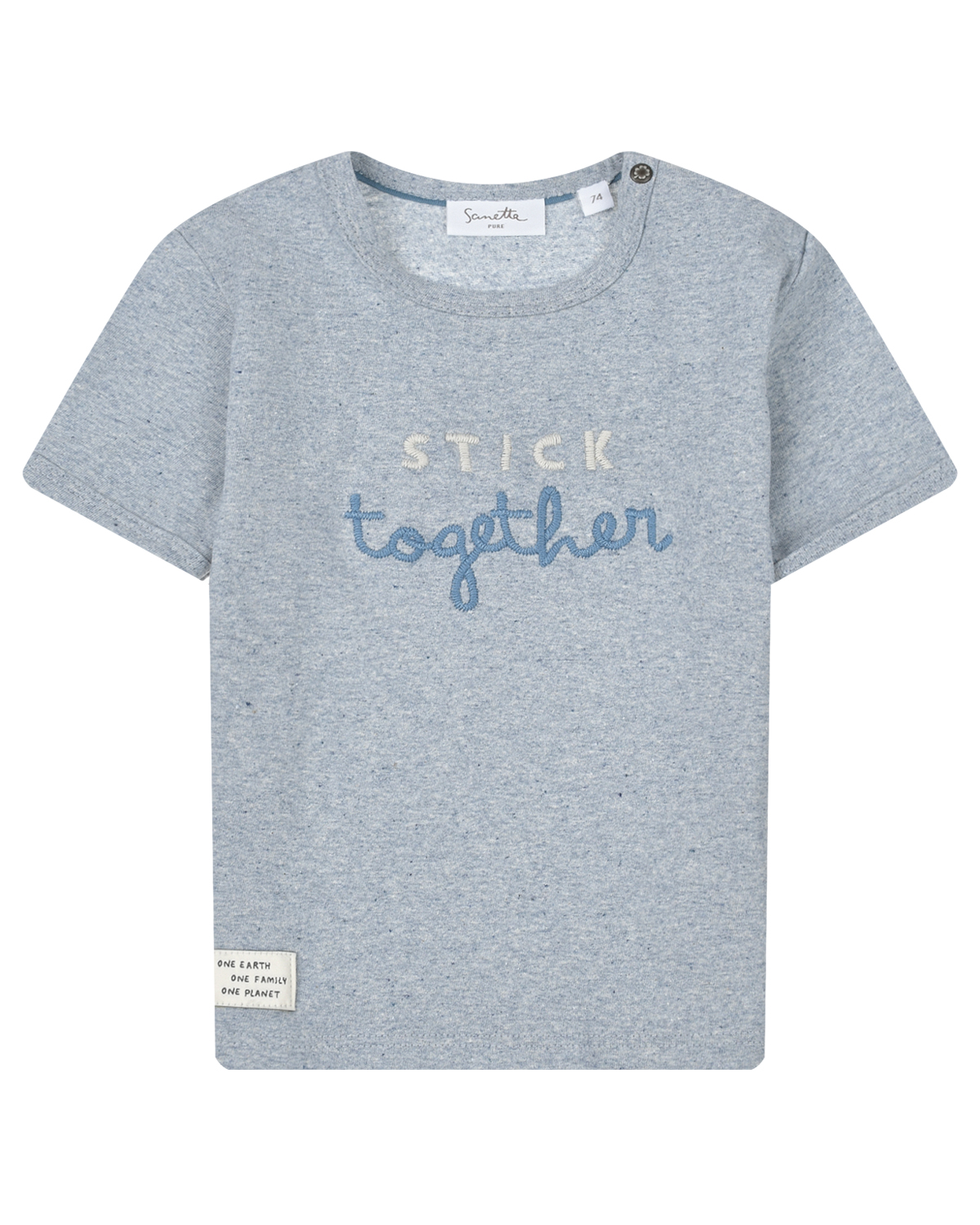 Серо-голубая футболка с вышивкой Sanetta Pure