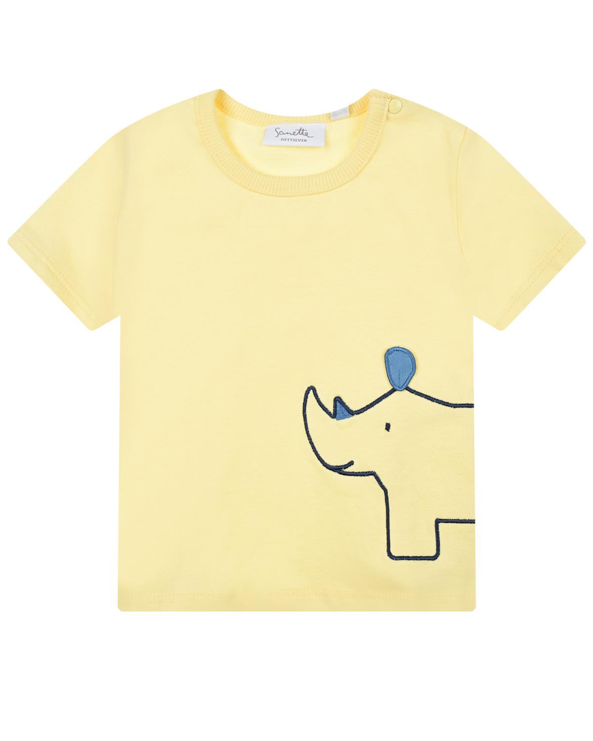 Желтая футболка с вышивкой "носорог" Sanetta fiftyseven, размер 74, цвет желтый - фото 1