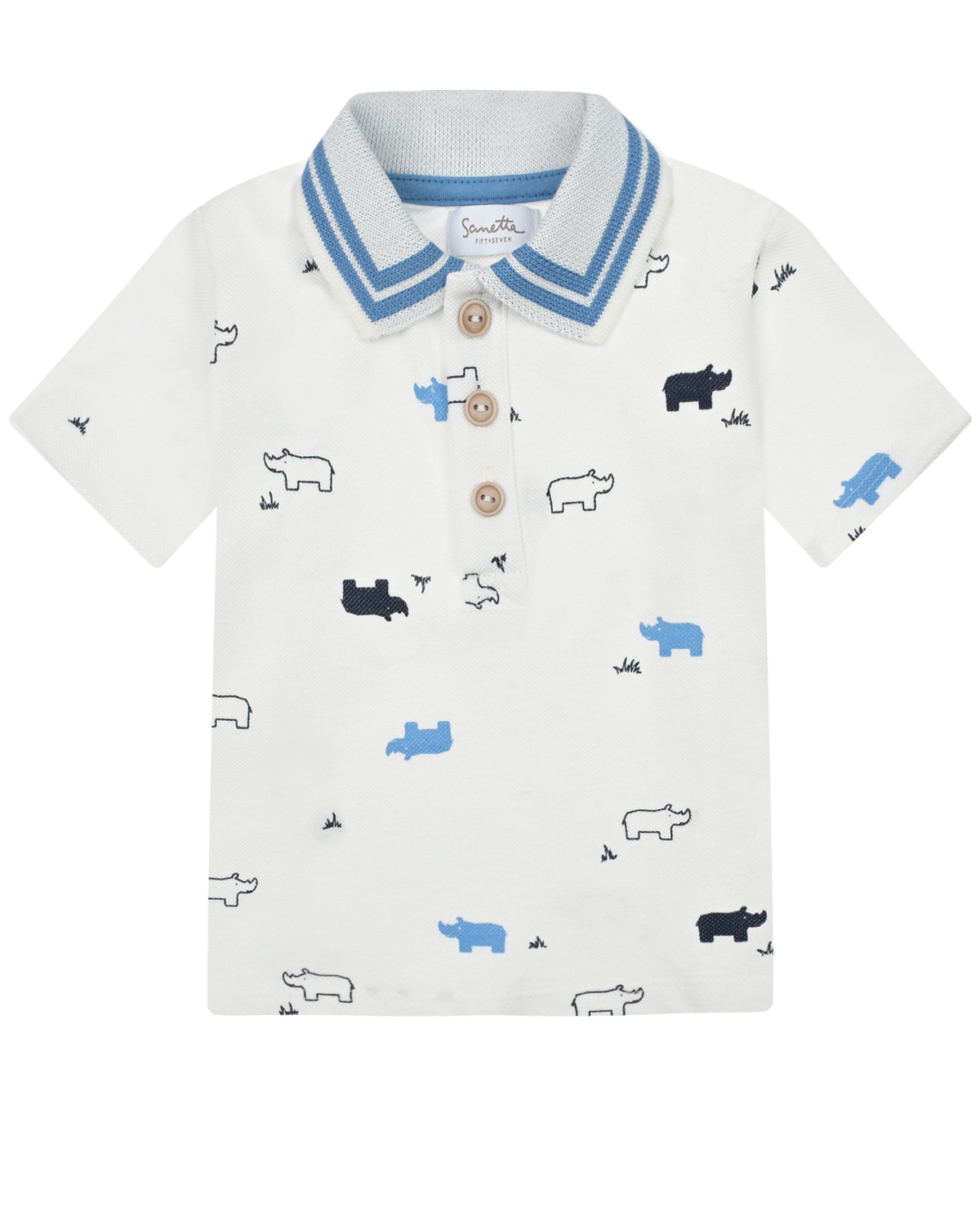 Белая футболка-поло с принтом "носороги" Sanetta fiftyseven