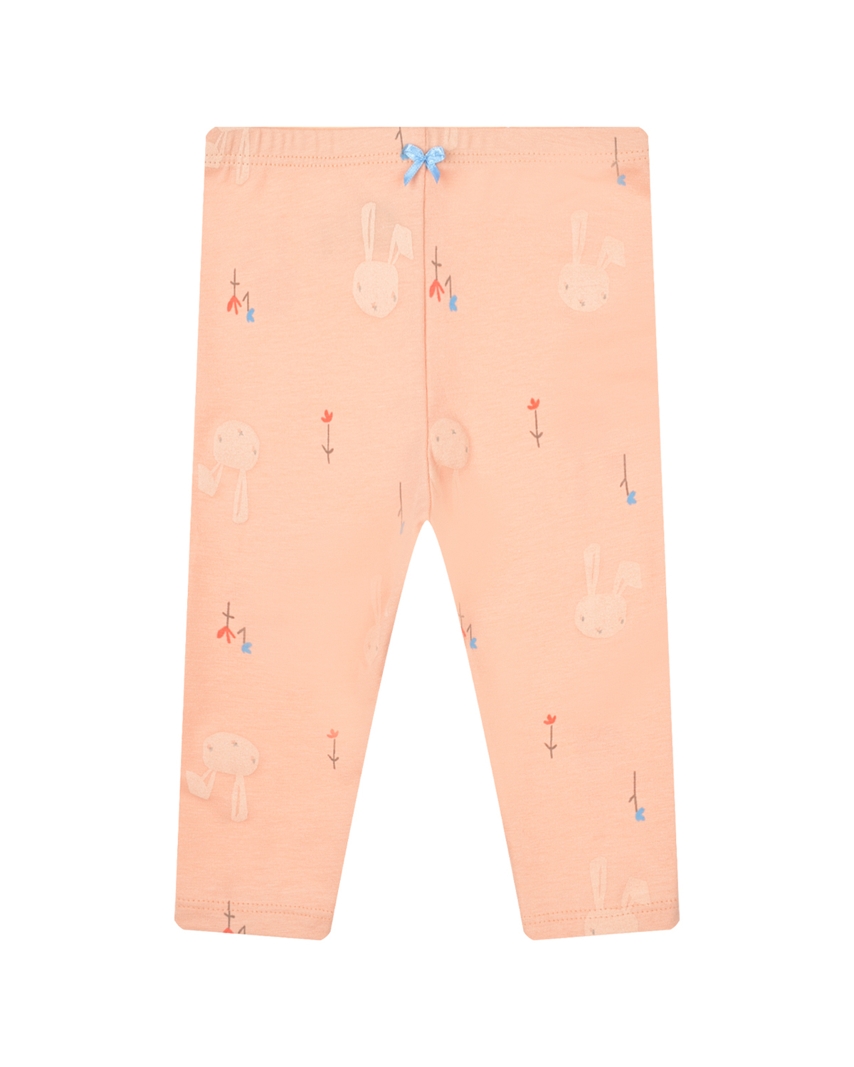 Леггинсы персикового цвета с принтом "зайцы" Sanetta Kidswear