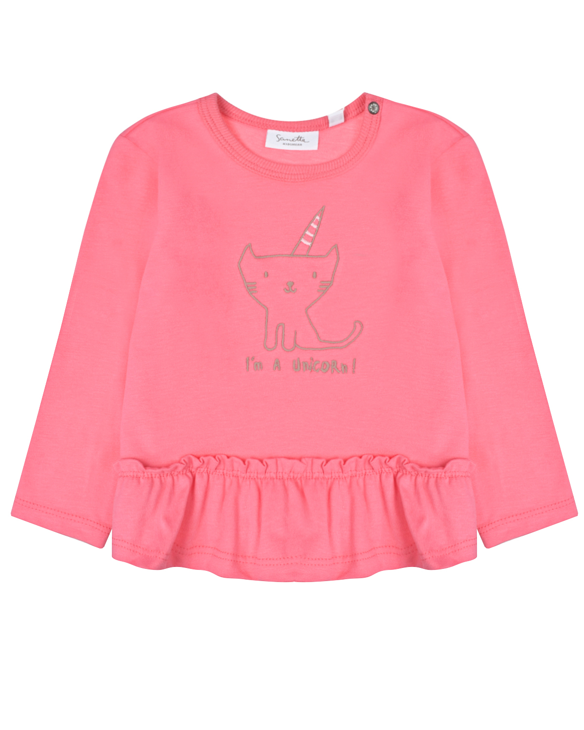 Sanetta Kidswear Розовая толстовка с вышивкой "кот-единорог" Sanetta Kidswear
