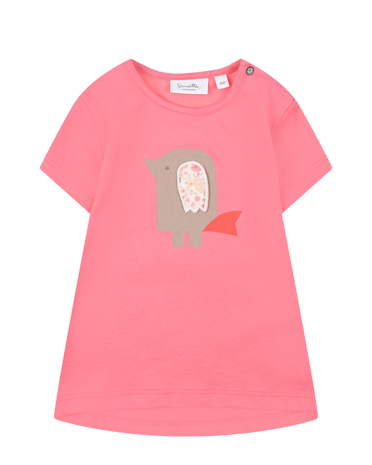 Розовая футболка с принтом "птица" Sanetta Kidswear, размер 80, цвет розовый - фото 1