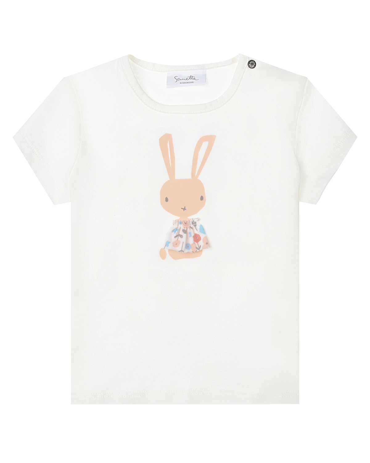 Белая футболка с принтом "зайчик" Sanetta Kidswear