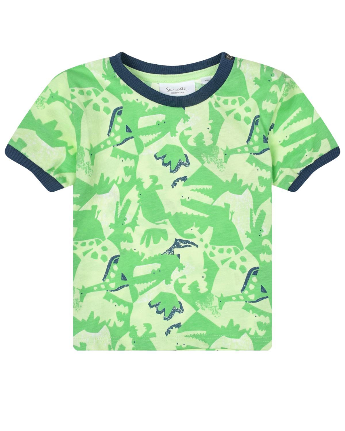 Зеленая футболка с принтом "крокодилы" Sanetta Kidswear