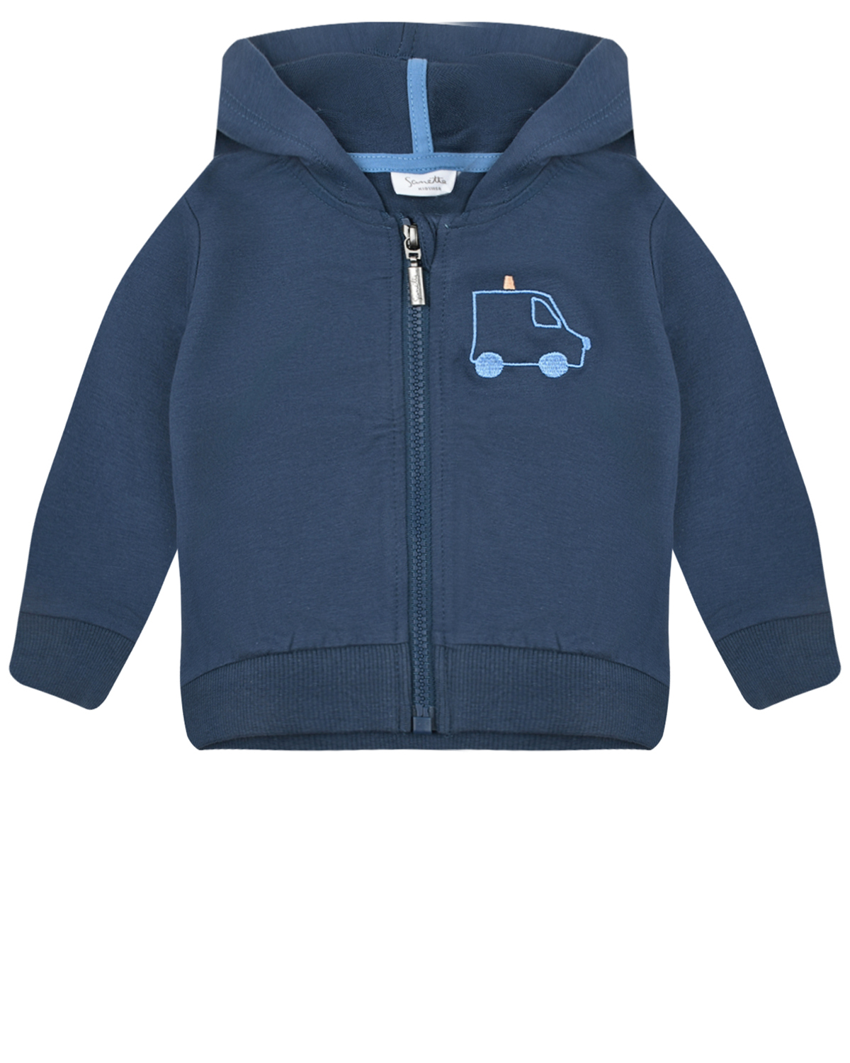 Темно-синяя спортивная куртка с вышивкой Sanetta Kidswear комбинезон с вышивкой автобус sanetta