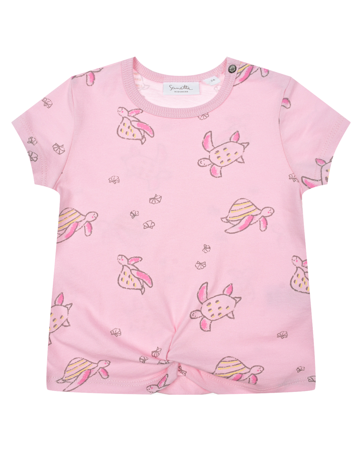 Розовая футболка с принтом "морские черепахи" Sanetta Kidswear, размер 92, цвет розовый - фото 1