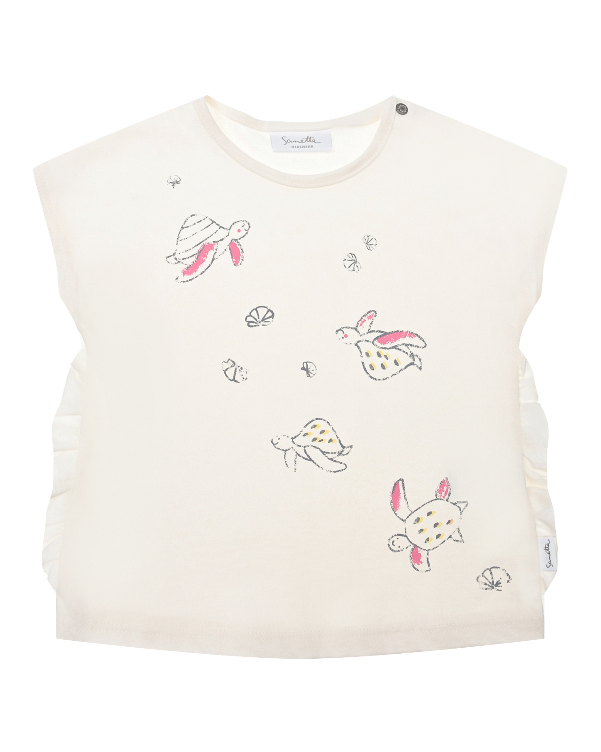 Футболка кремового цвета с принтом &quot;черепашки&quot; Sanetta Kidswear