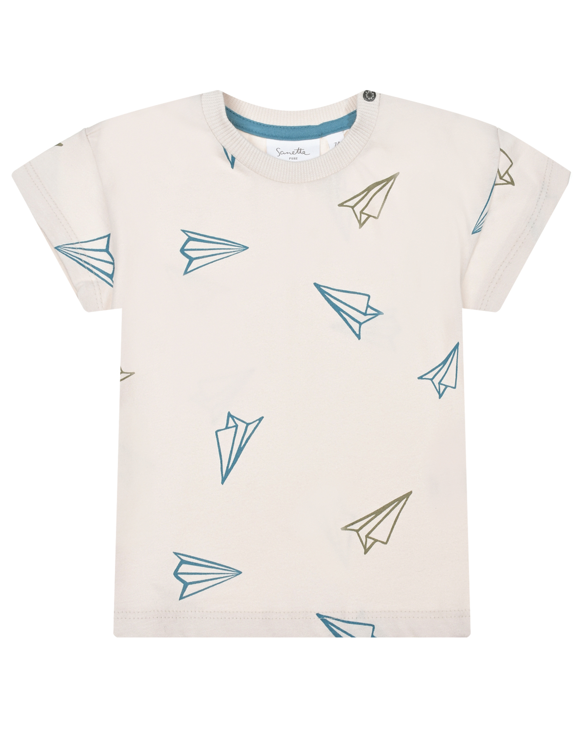 Кремовая футболка с принтом "бумажные самолетики" Sanetta Pure