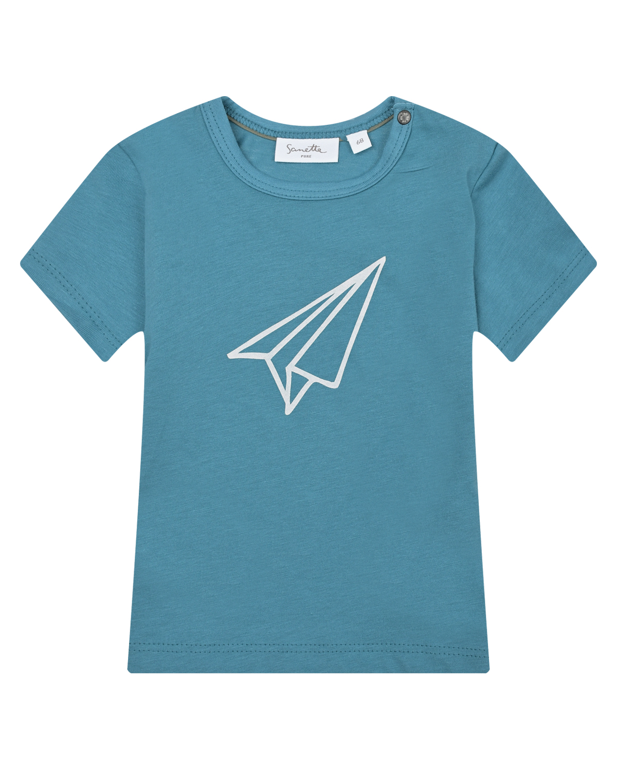 Бирюзовая футболка с принтом "бумажный самолетик" Sanetta Pure