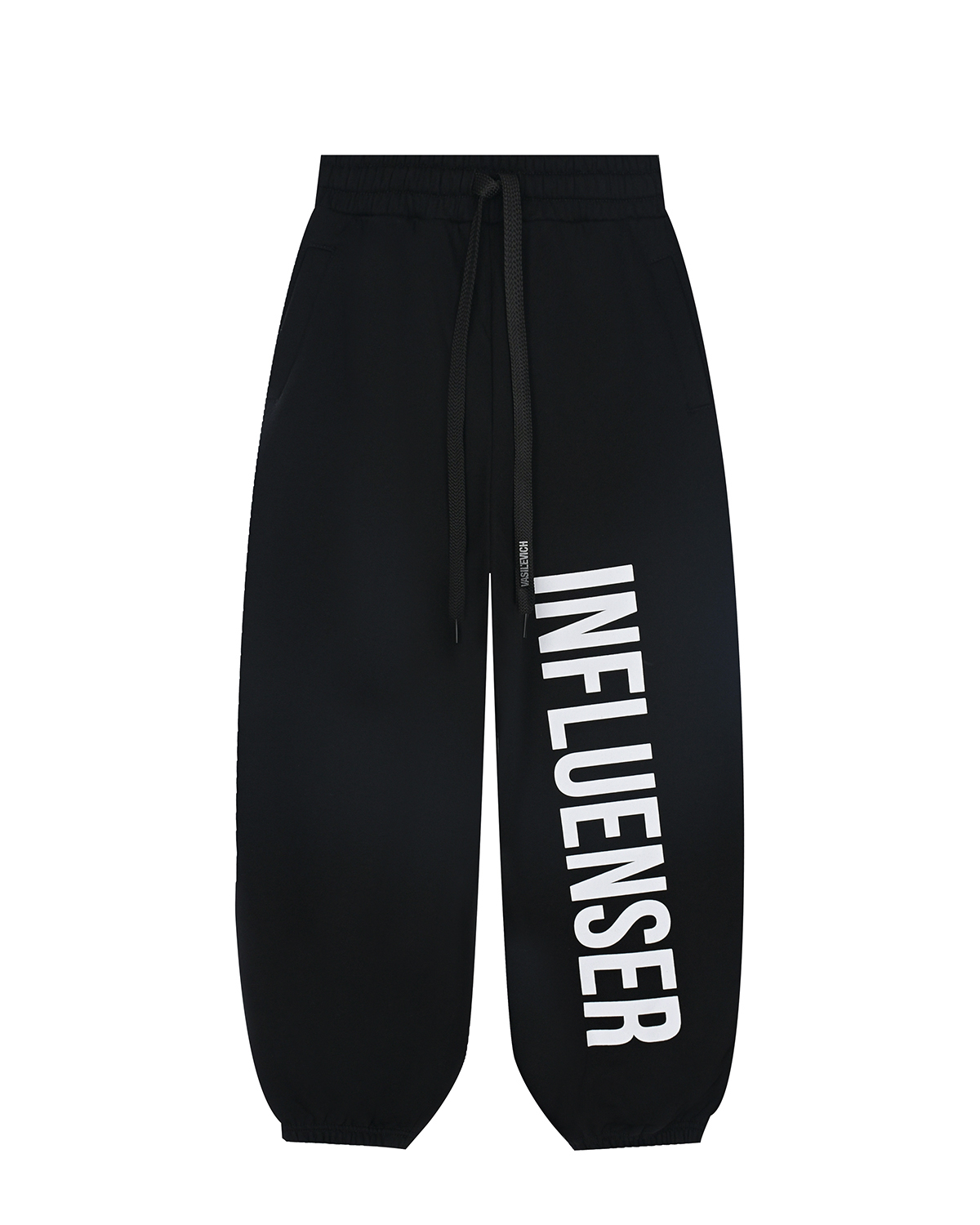 Черные спортивные брюки с принтом "Influenser", размер 116, цвет черный