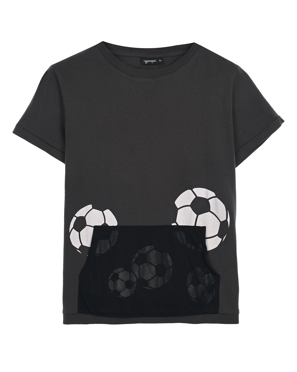 Темно-серая футболка с карманом-кенгуру Yporque, размер 128, цвет черный - фото 1
