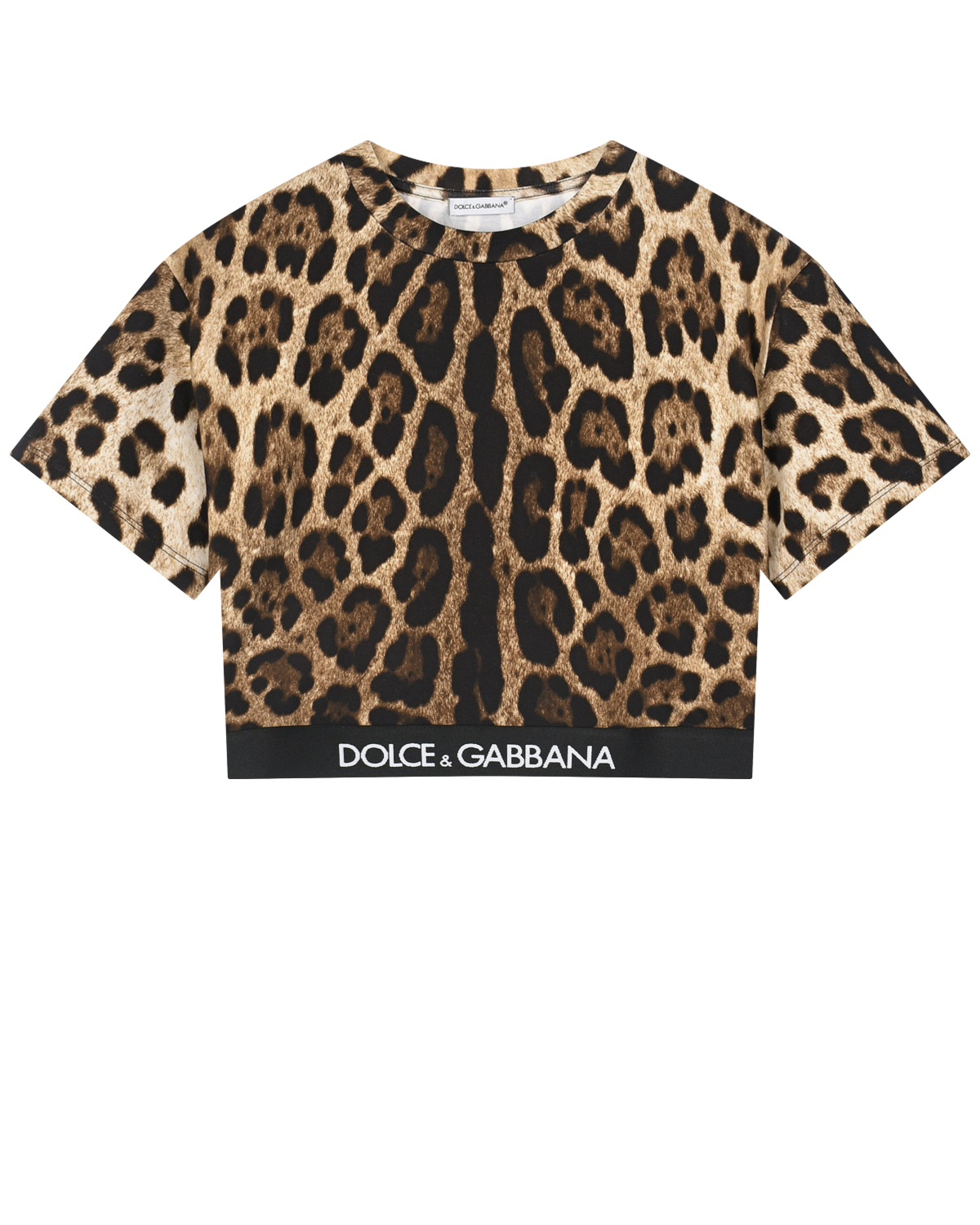 Топ леопардовым принтом Dolce&Gabbana, размер 140, цвет коричневый