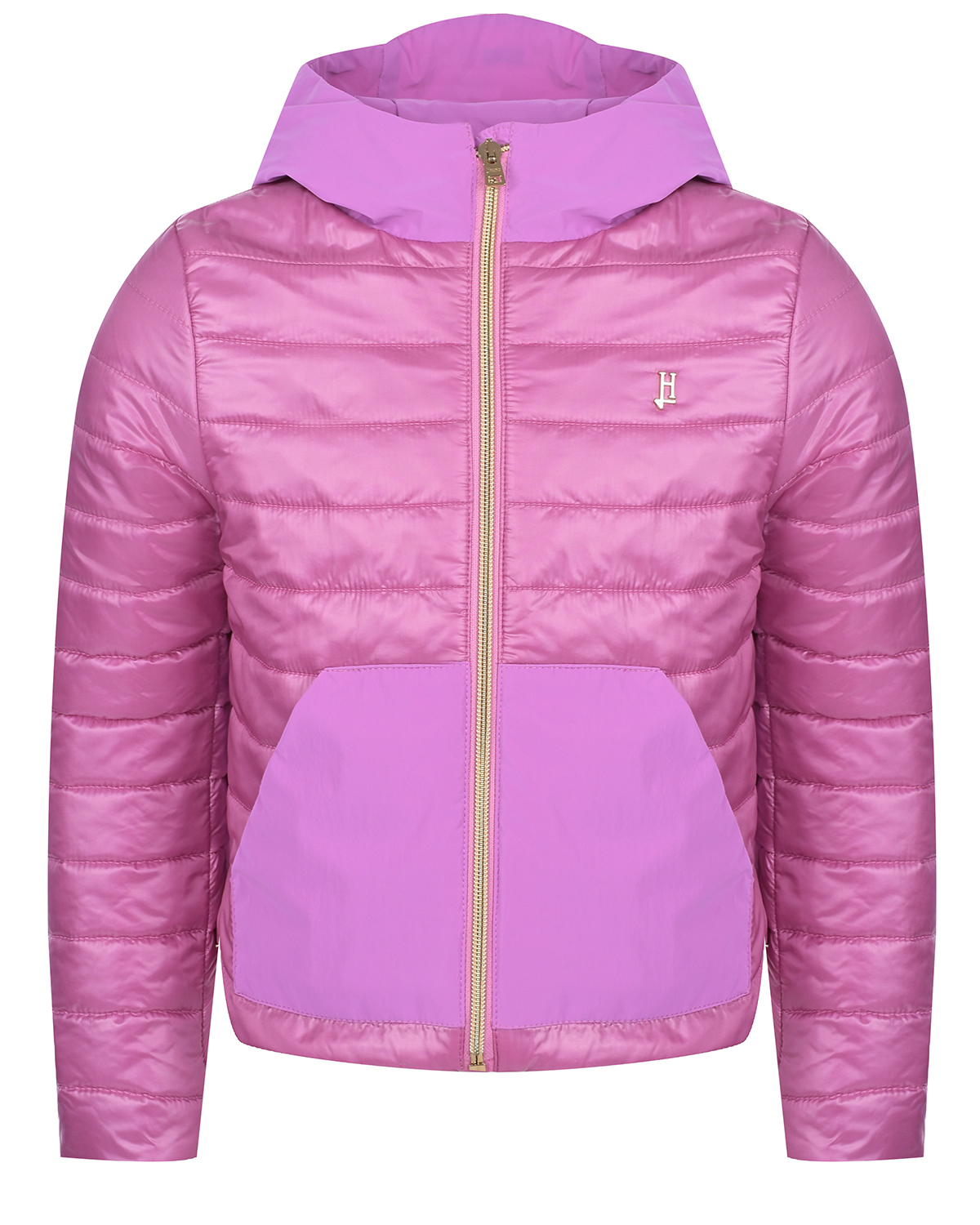 Сиреневая стеганая куртка с капюшоном Herno розовый глянцевый жилет herno детский