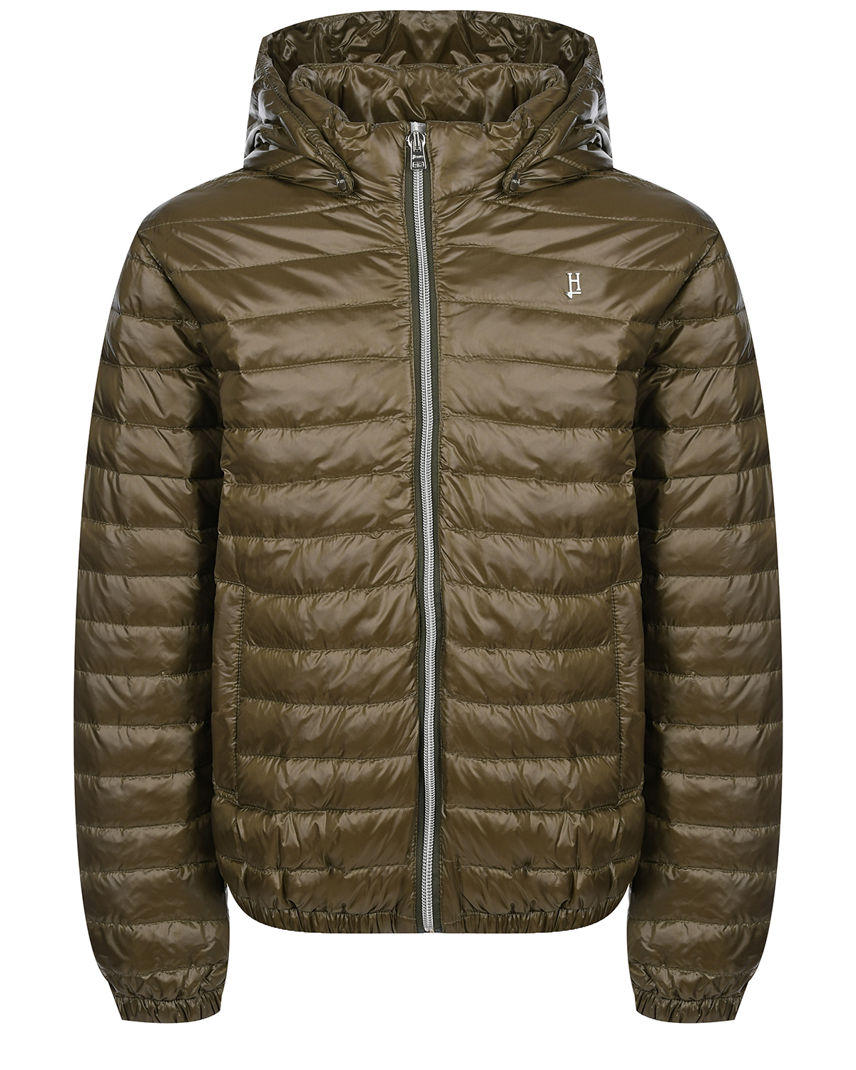 Глянцевая куртка цвета хаки Herno, размер 140 - фото 1