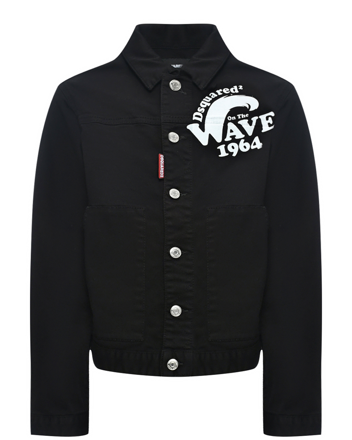 Джинсовая куртка с лого, черная Dsquared2, размер 152, цвет черный - фото 1