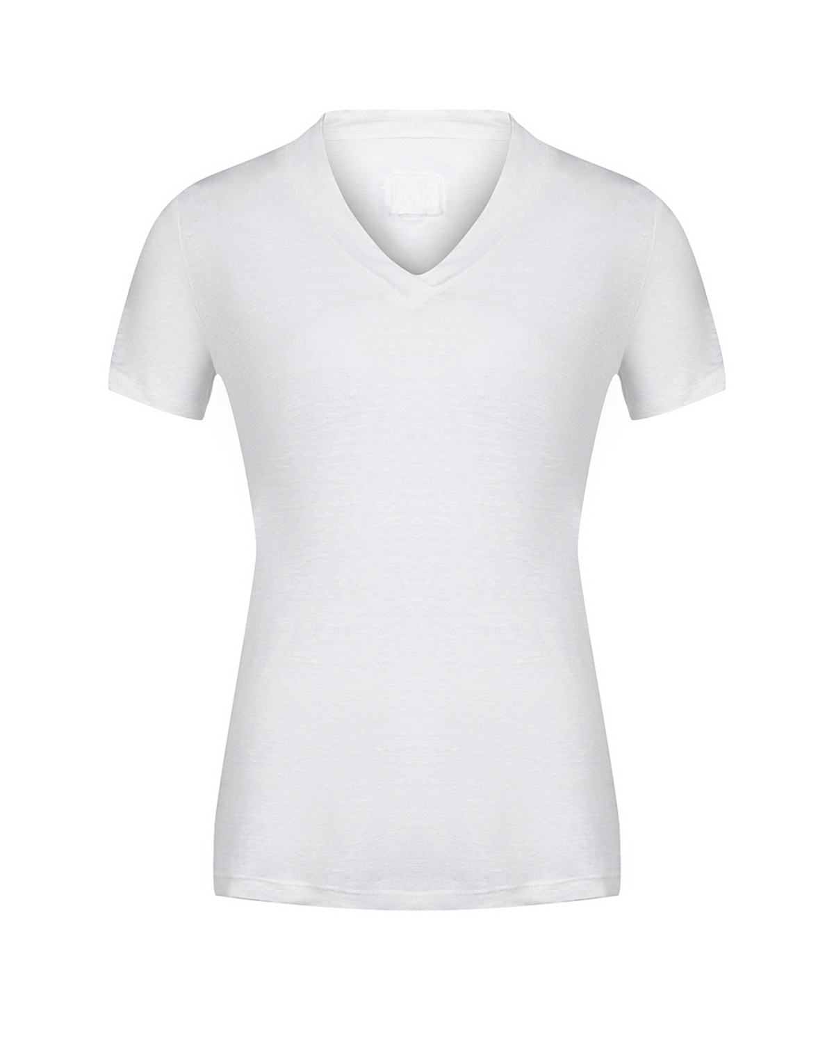 Льняная футболка с v-образным вырезом, белая 120% Lino