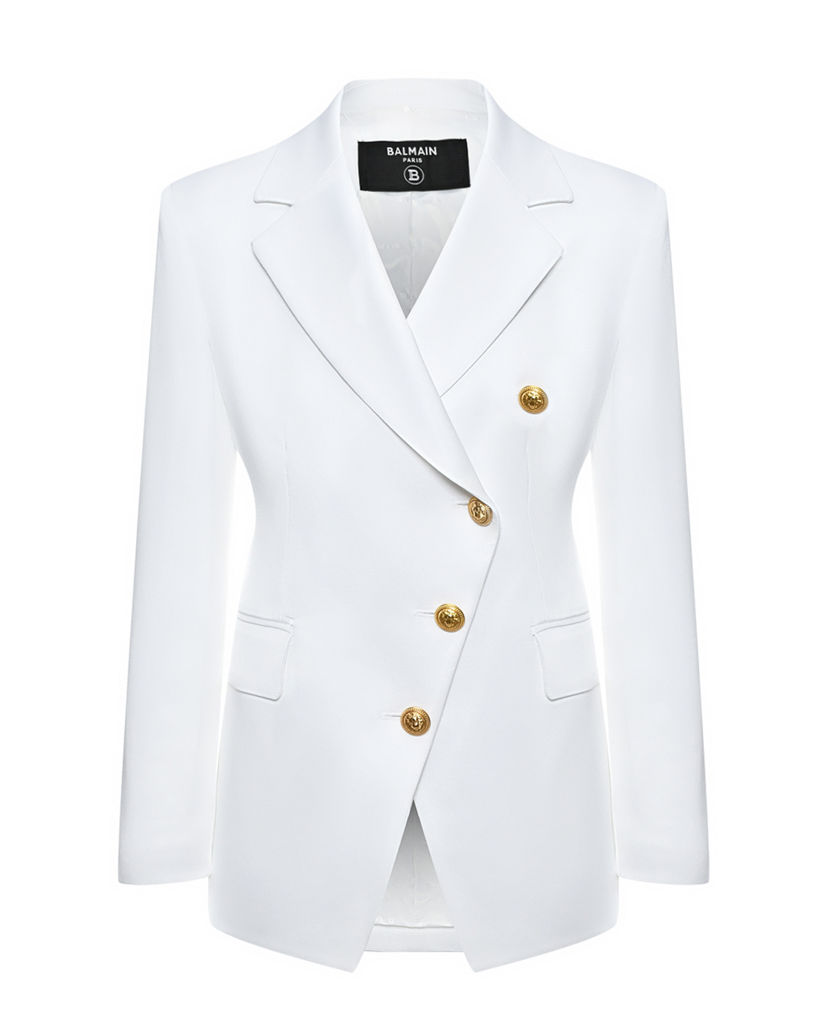 Пиджак с косой застежкой, белый Balmain, размер 164, цвет нет цвета - фото 1