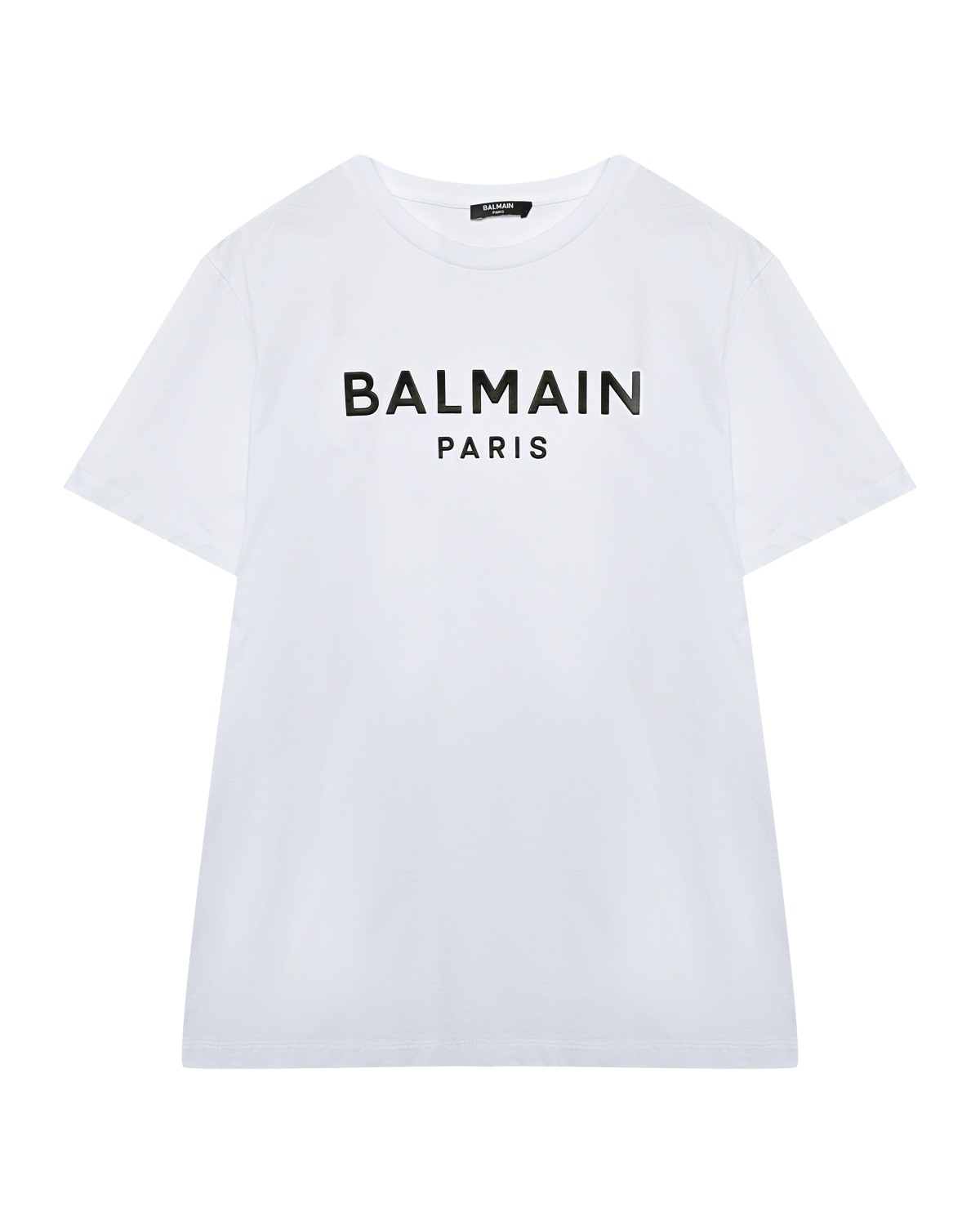 Футболка с черным лого, белая Balmain