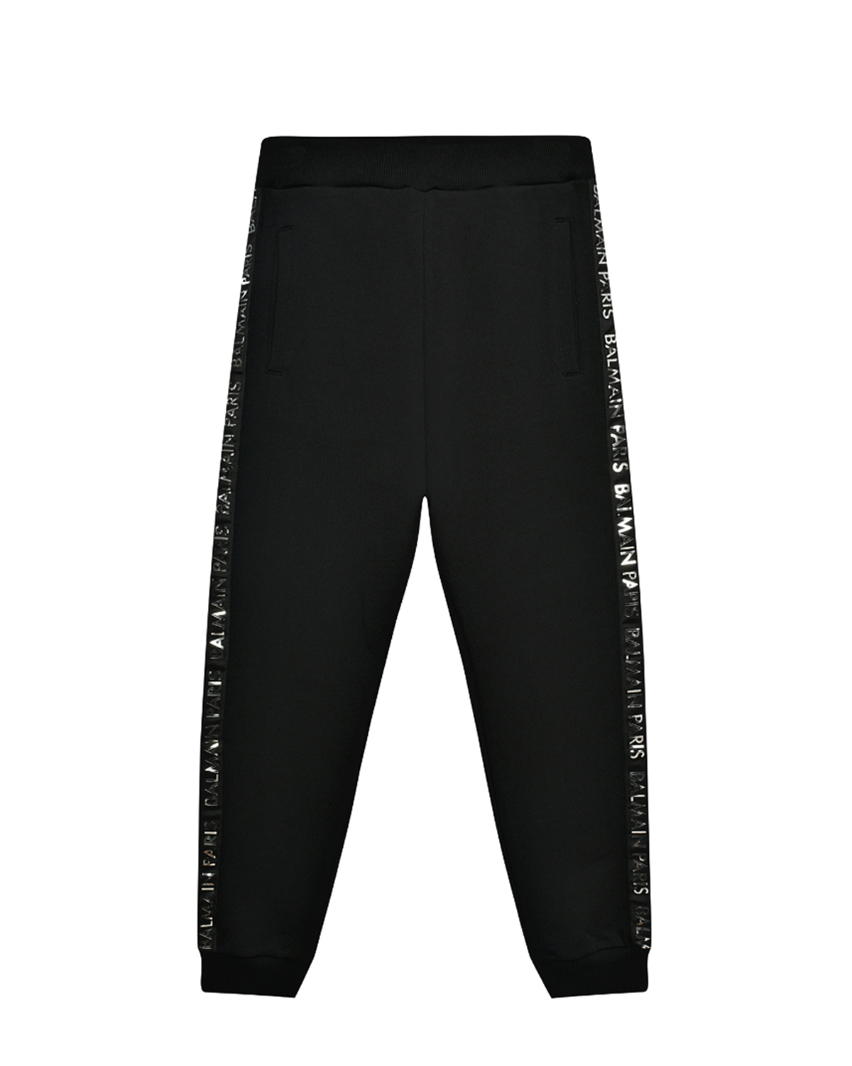 Спортивные брюки с брендированными лампасами Balmain, размер 164, цвет черный