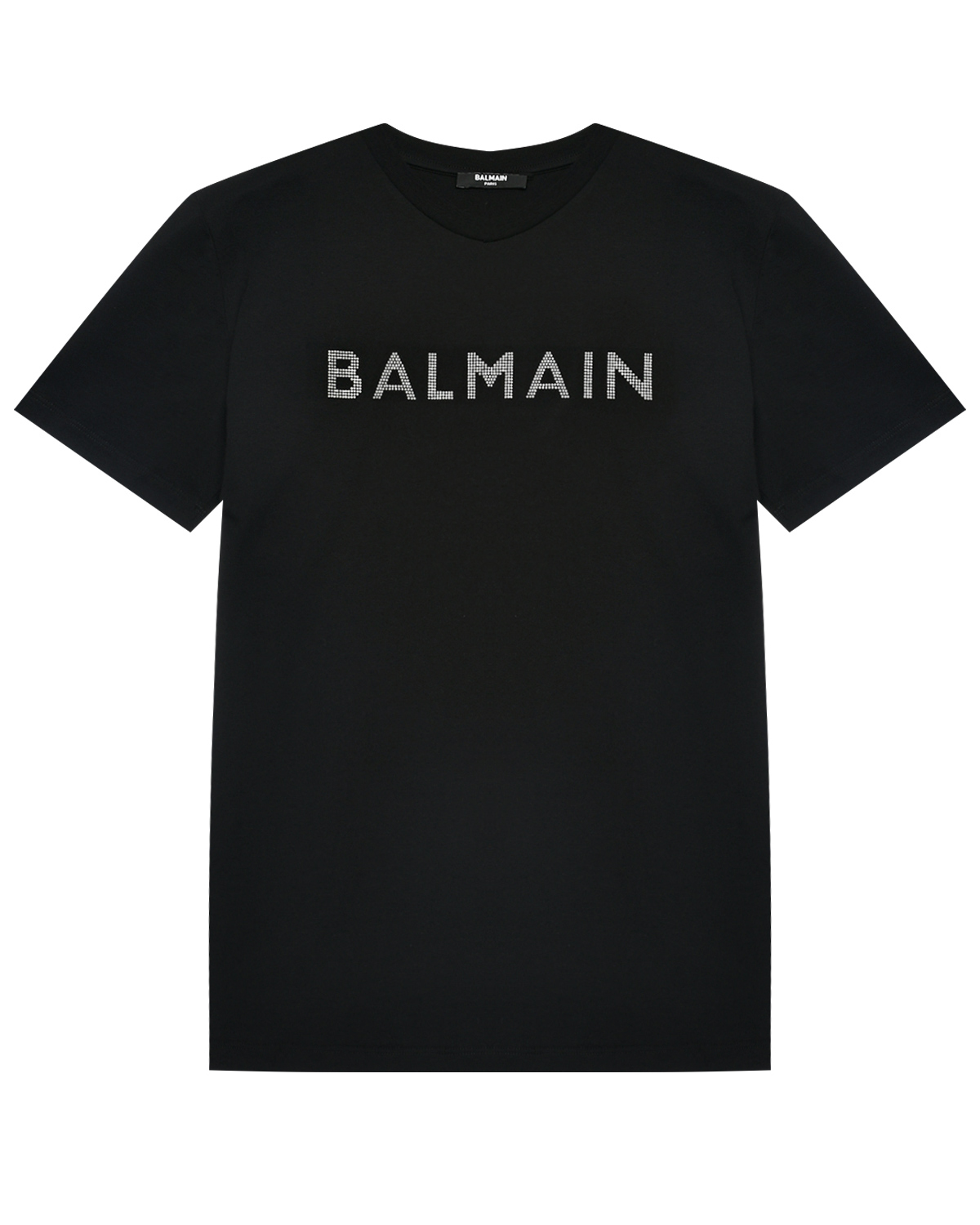 Футболка с лого из стразов, черная Balmain