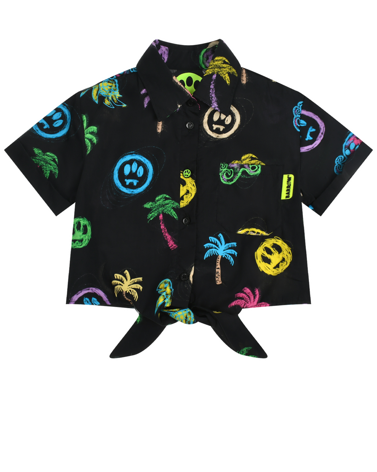 Barrow Рубашка со сплошным принтом "пальмы", черная Barrow